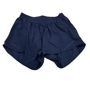 Lululemon Womens Hotty Hot Low Rise Lined Navy Blue Shorts 6 Activewear Yoga 4in